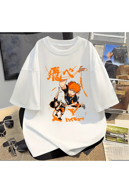 Anime Karasuno Haikyuu Baskılı Unisex Oversize  T-shirt
