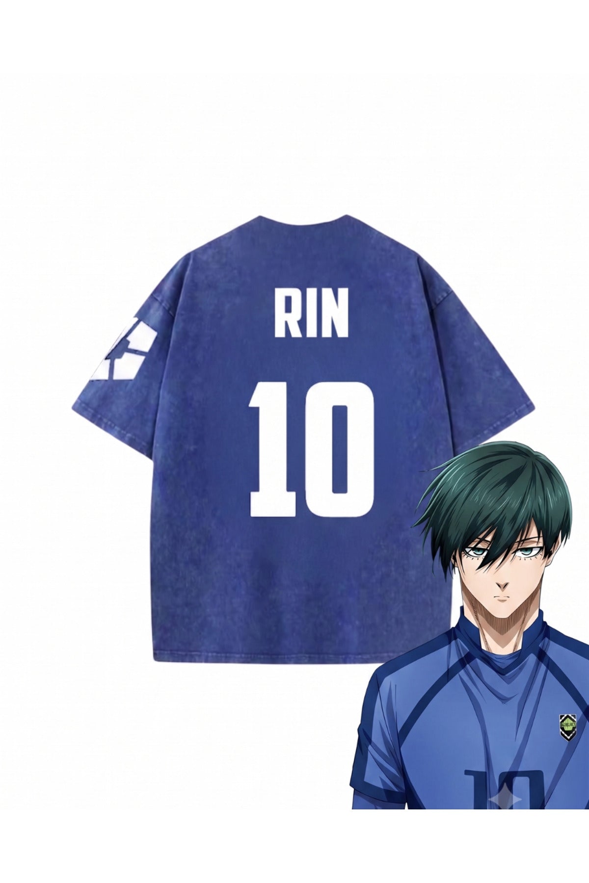 Blue Lock Mavi Anime Unisex Oversize Eskitme T-shirt