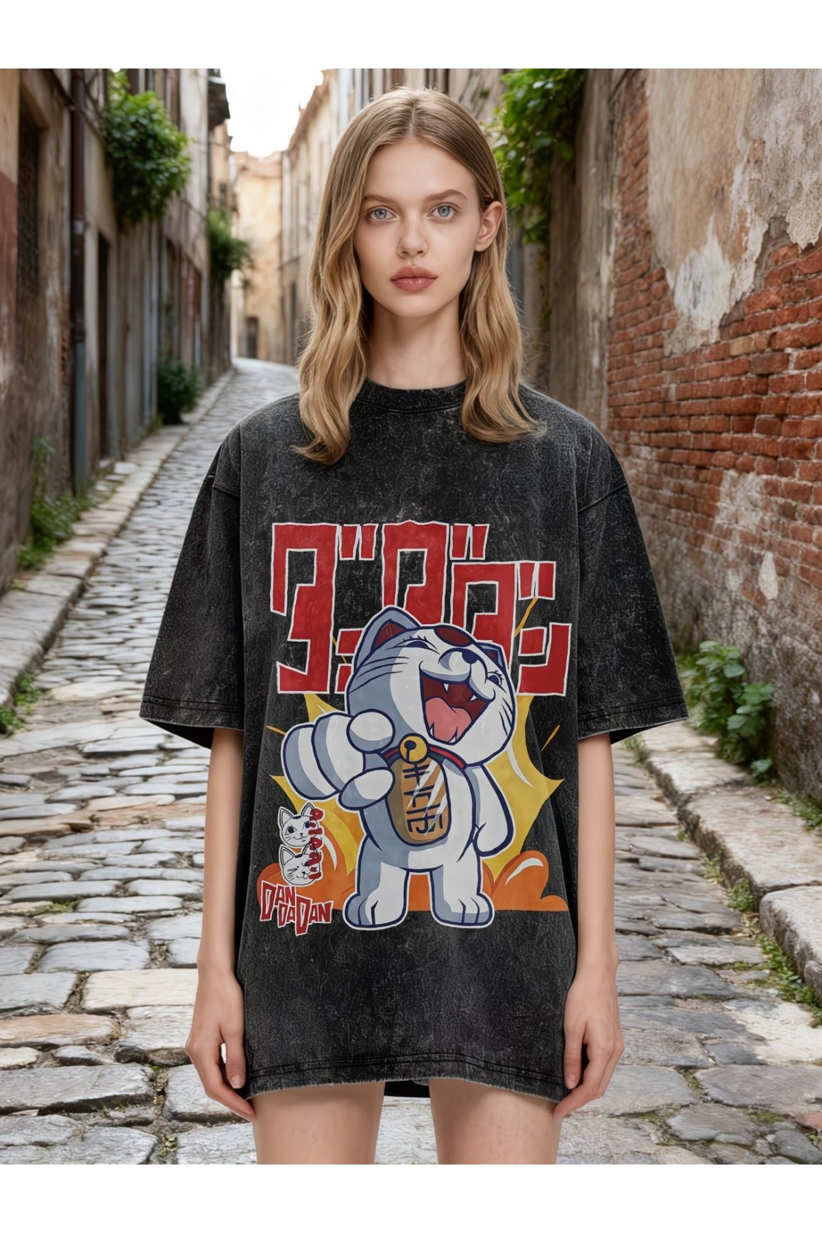 Anime DanDaDan Baskılı Unisex Yıkamalı Vintage Oversize T-Shirt