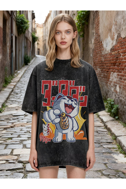 Anime DanDaDan Baskılı Unisex Yıkamalı Vintage Oversize T-Shirt