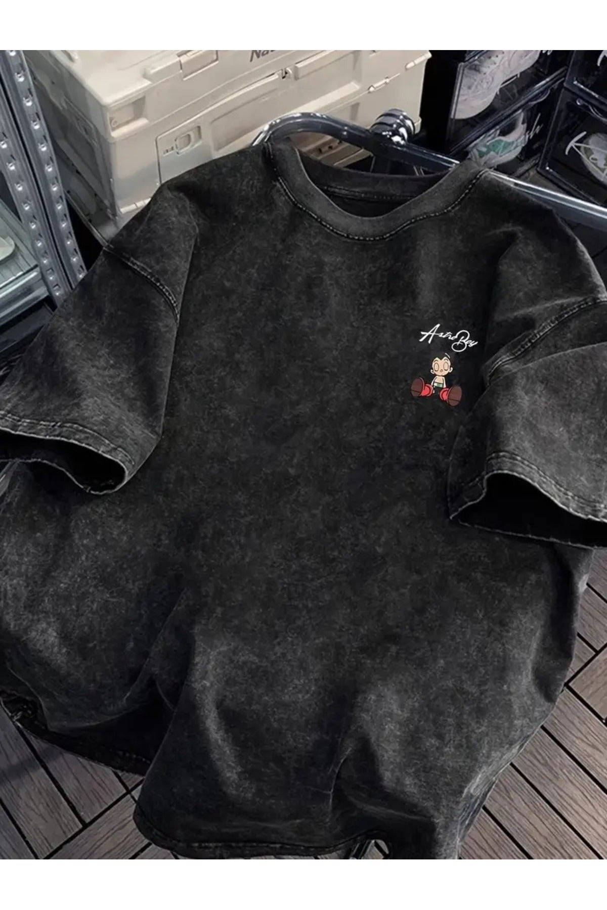 AstroBoy Anime Baskılı Yıkamalı Vintage Unisex Oversize T-Shirt