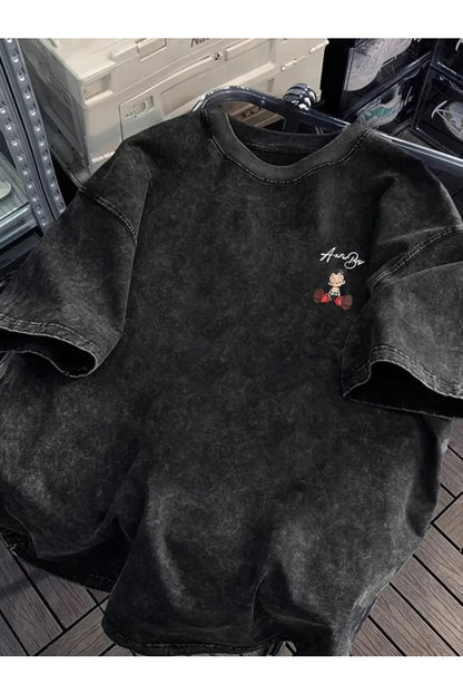 AstroBoy Anime Baskılı Yıkamalı Vintage Unisex Oversize T-Shirt