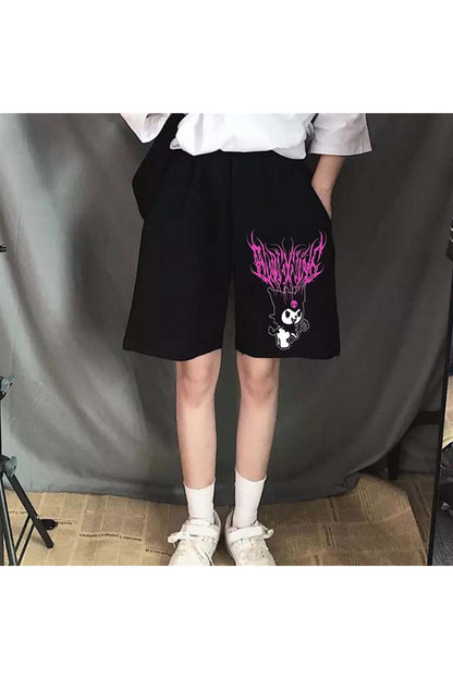 Peak&life Touz Anime Harajuku Kuromi Sanrio Penye Unisex Şort