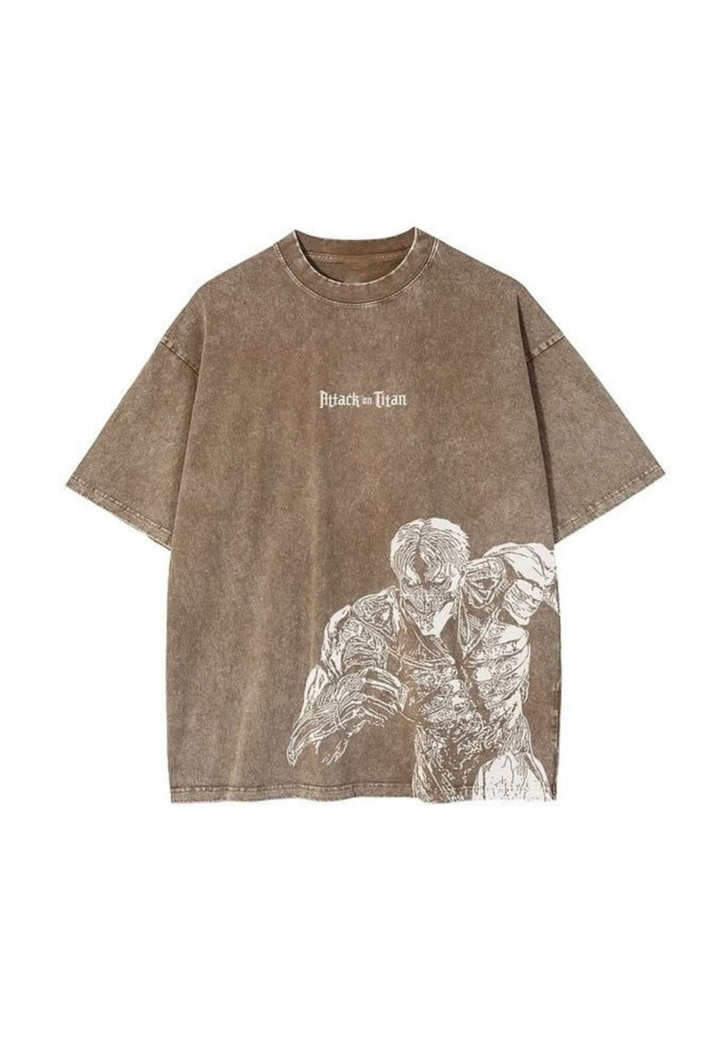 Kahverengi Anime Attack On Titan Unisex T-shirt