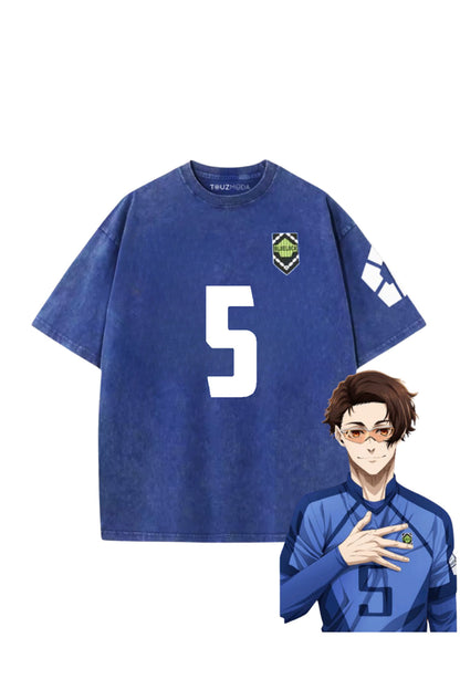 Blue Lock Mavi Anime Unisex Oversize Eskitme T-shirt