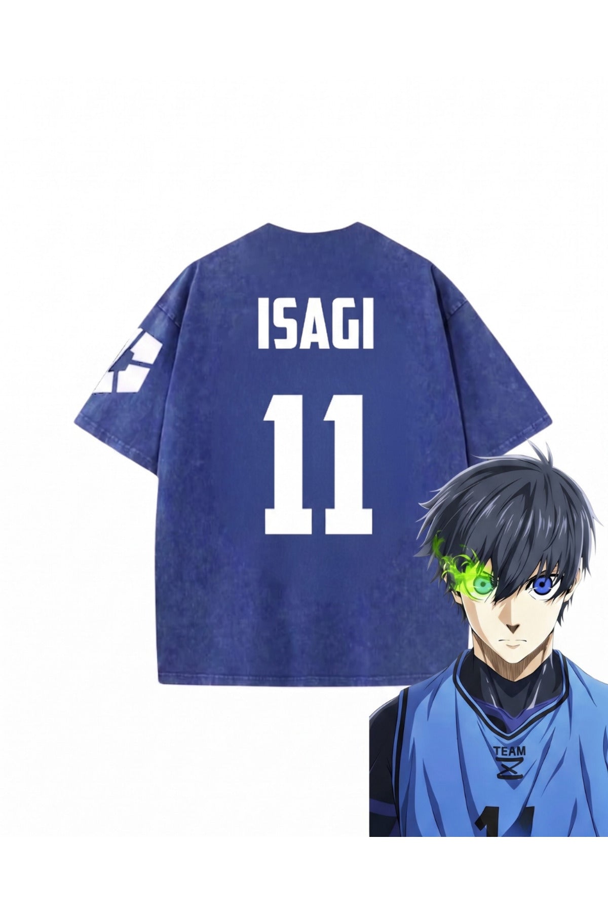 Blue Lock Mavi Anime Unisex Oversize Eskitme T-shirt