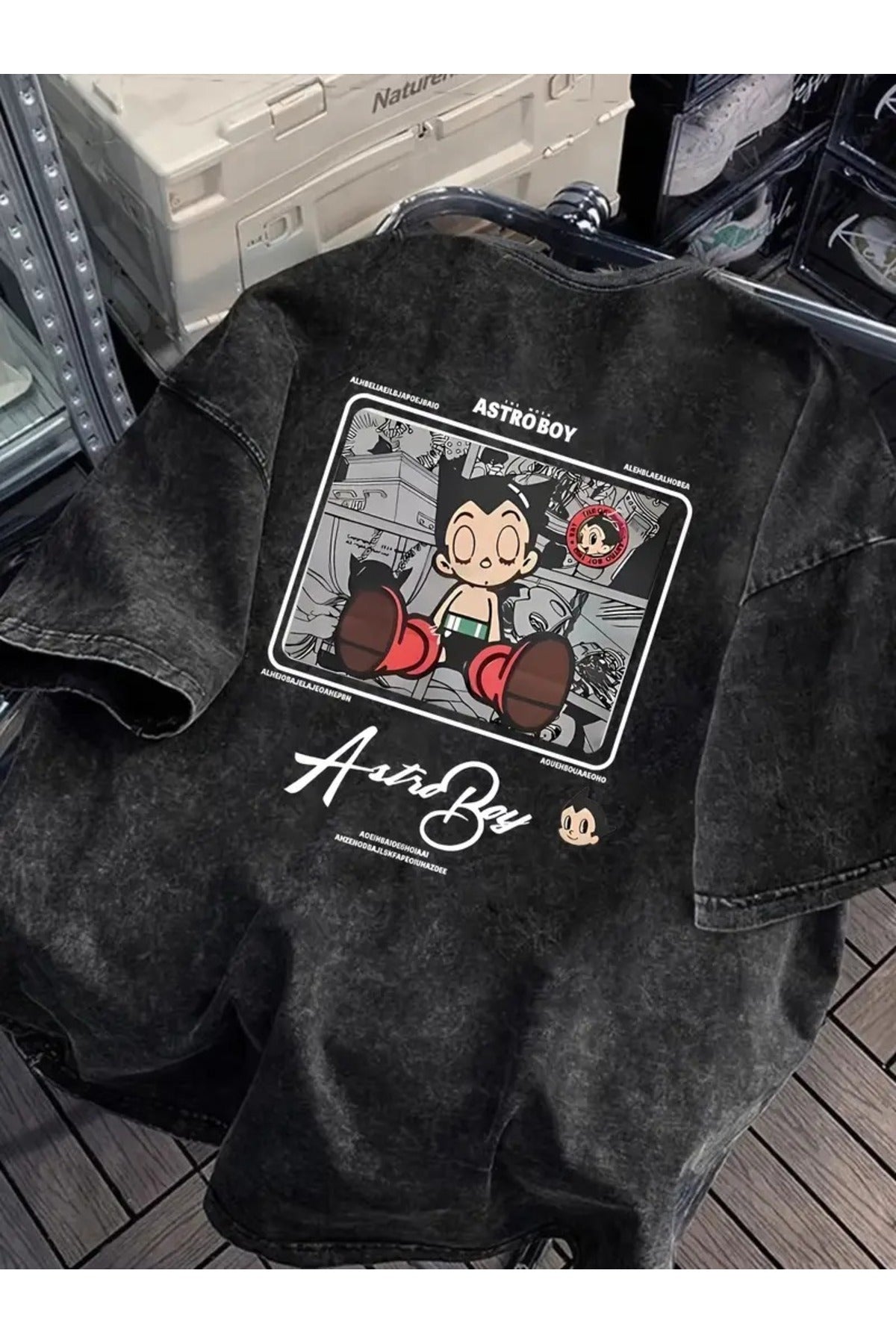 AstroBoy Anime Baskılı Yıkamalı Vintage Unisex Oversize T-Shirt