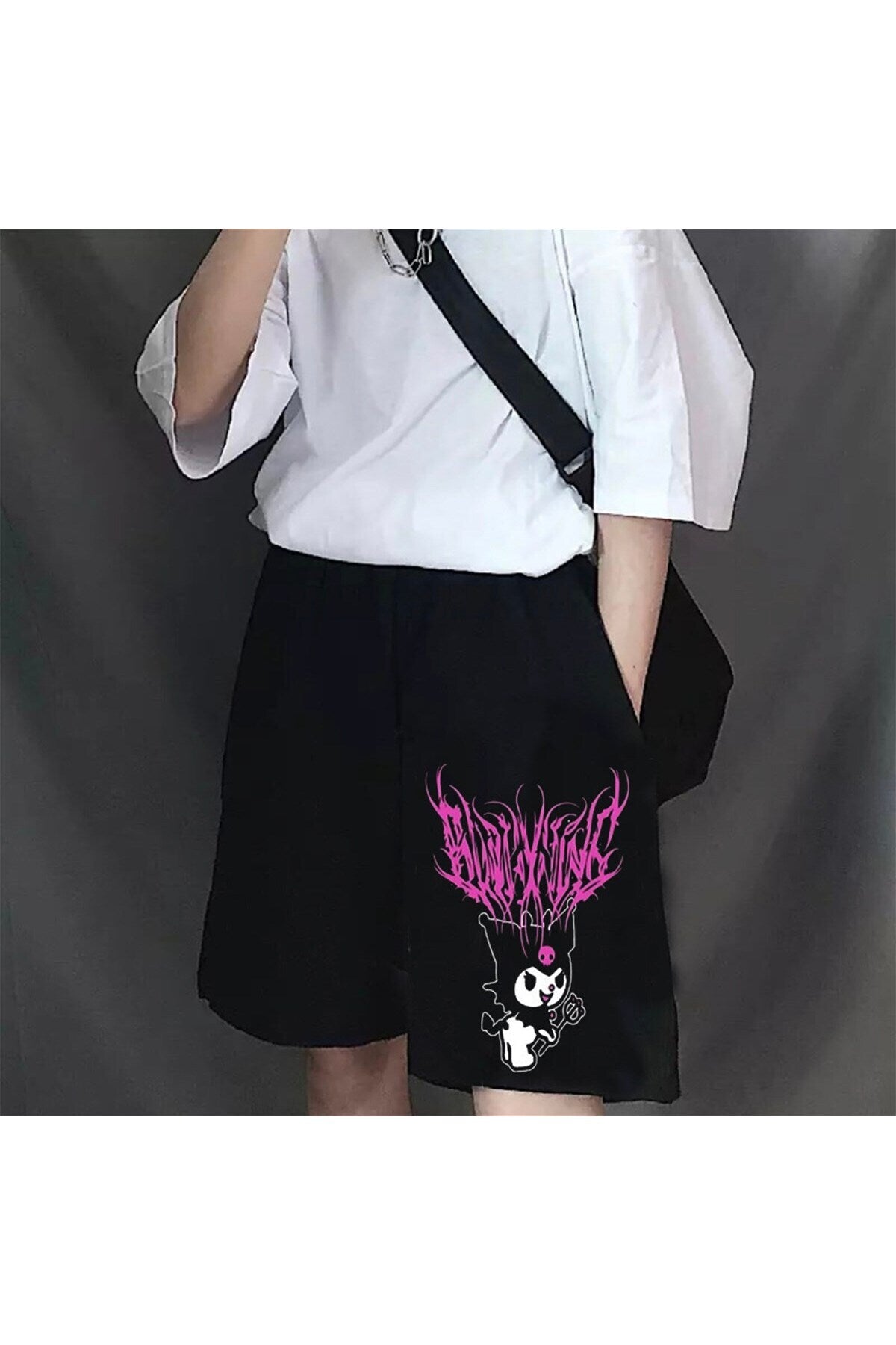 Peak&life Touz Anime Harajuku Kuromi Sanrio Penye Unisex Şort