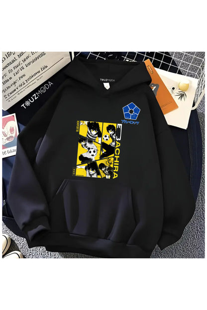 Blue Lock Baskılı Unisex Oversize Kapüşonlu Sweatshirt Hoodie
