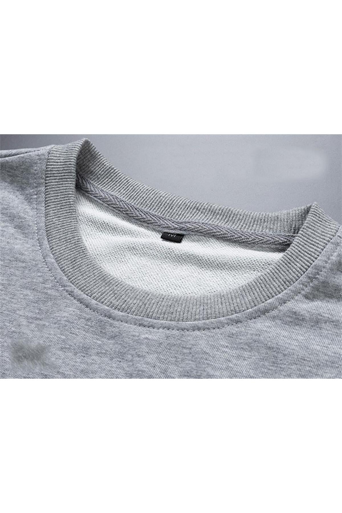 LAGOM MODA Jujutsu Kaisen Toge Inumaki Baskılı Gri Unisex Oversize Bisiklet Yaka Sweatshirt