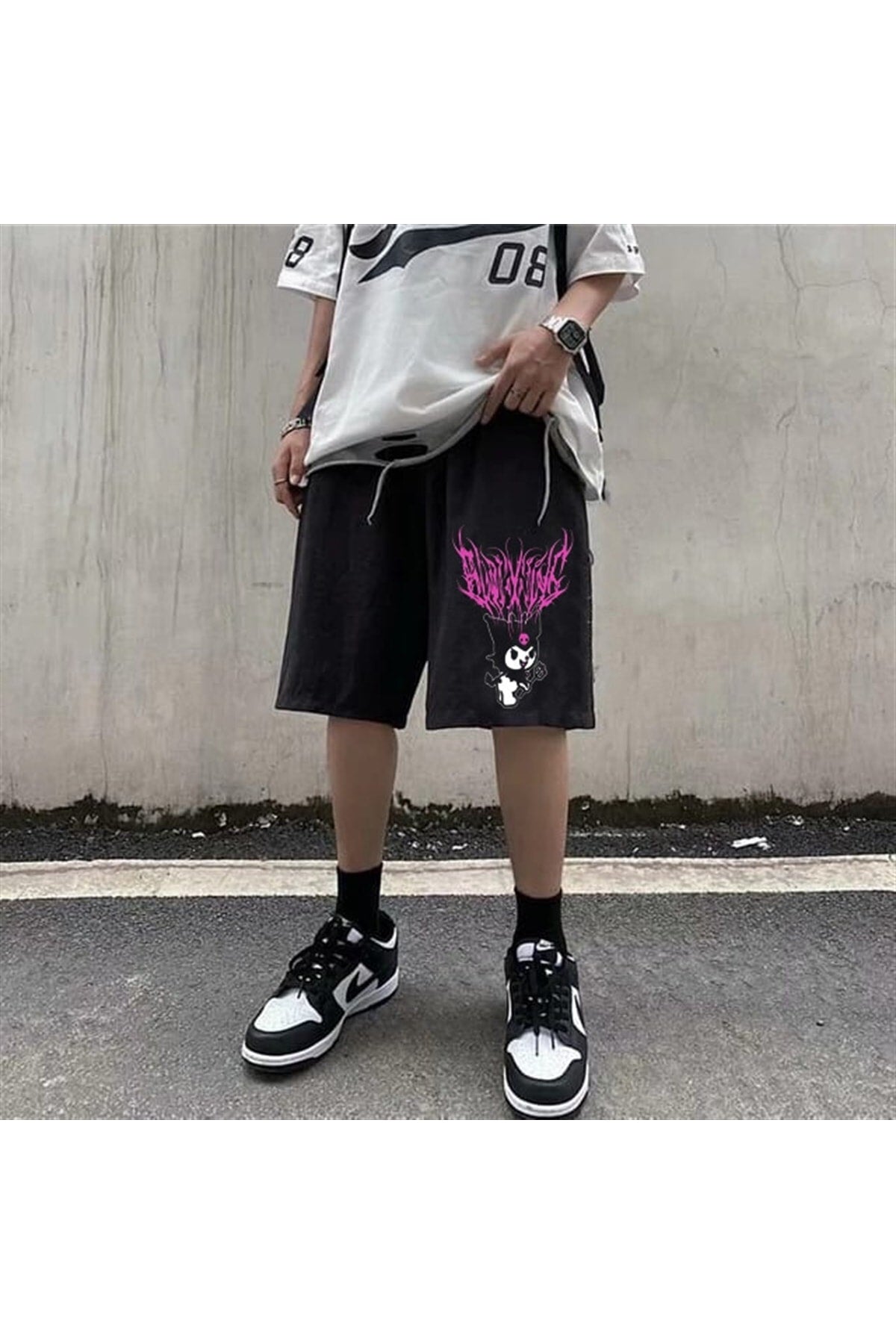 Ery Anime Harajuku Kuromi Sanrio Penye Unisex Şort