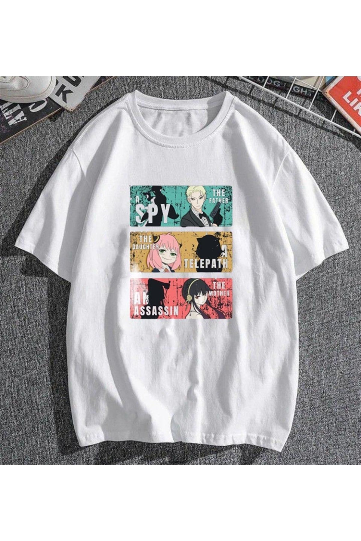 Triple Anime Kolaj Beyaz Unisex Oversize T-shirt