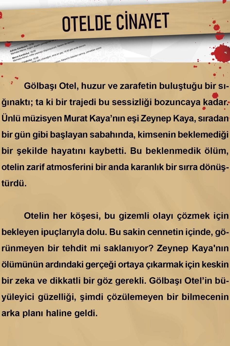 Dedektif Dava Çözme Oyunu - Otelde Cinayet