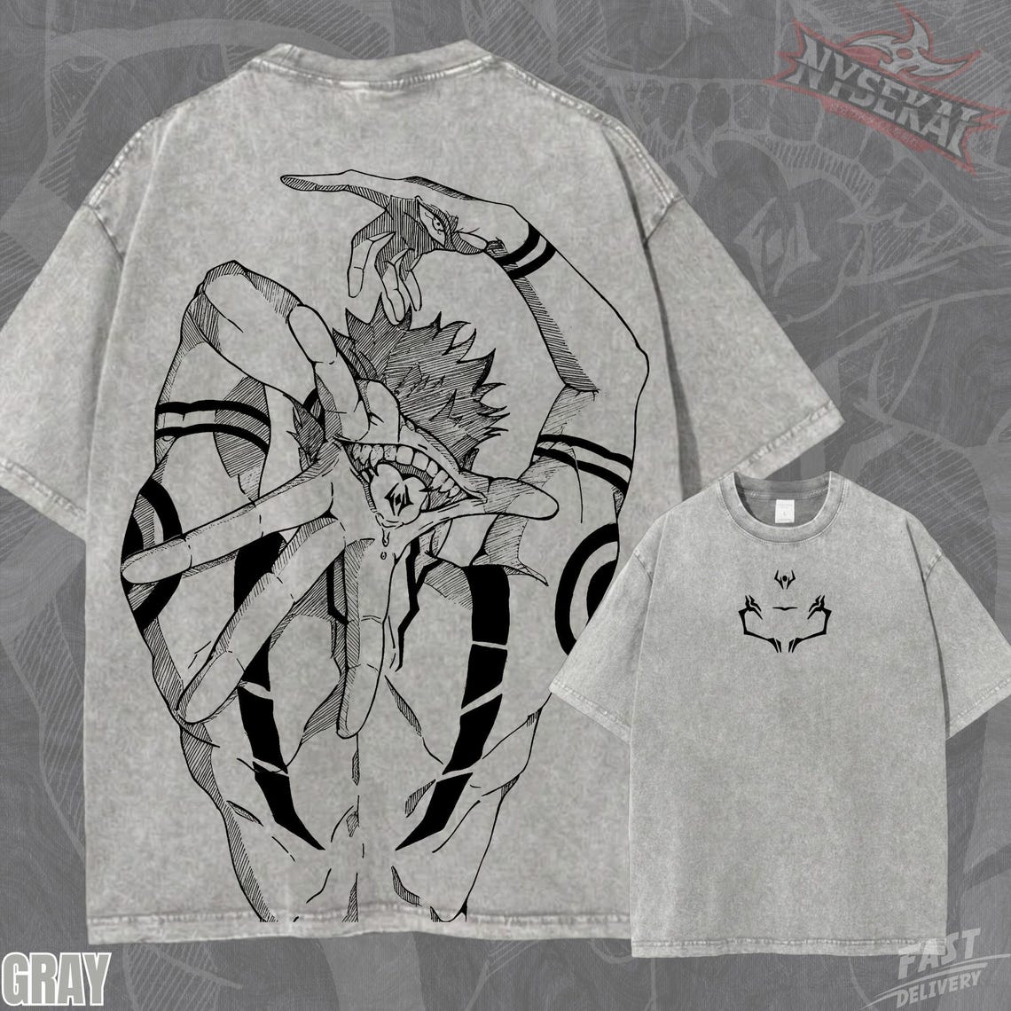 Anime Jujutsu Kaisen Temalı Oversize Unisex T-Shirt