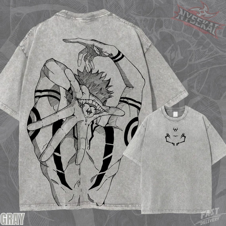 Anime Jujutsu Kaisen Temalı Oversize Unisex T-Shirt