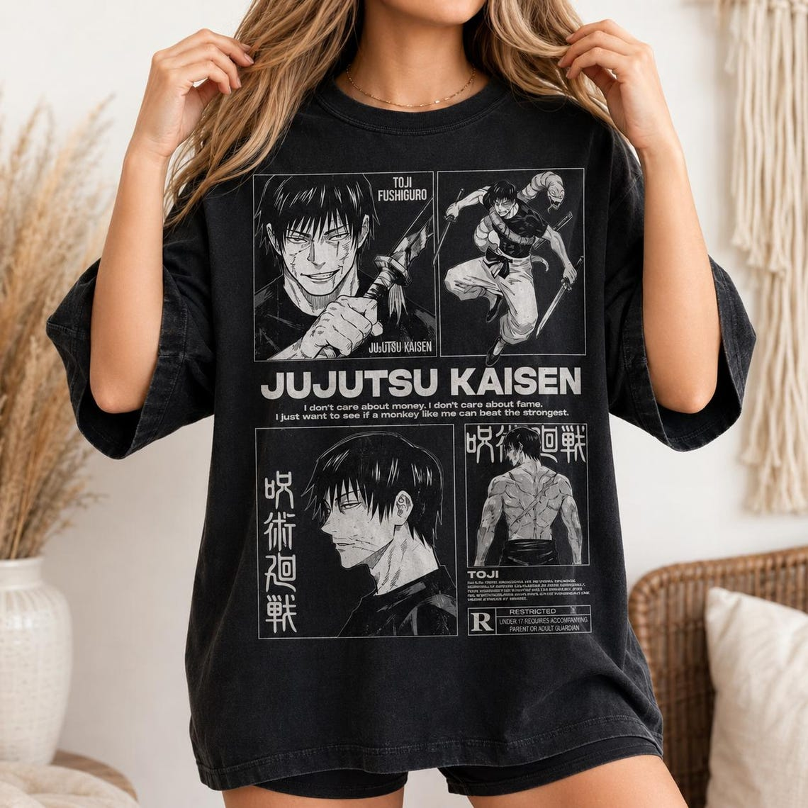 Anime Jujutsu Kaisen Temalı Oversize Unisex T-Shirt