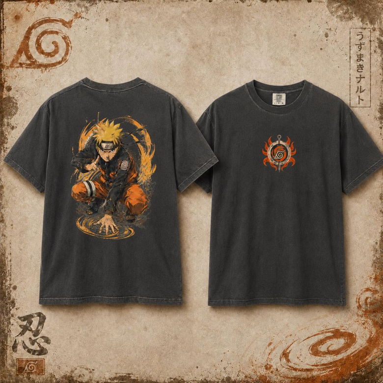 Anime Naruto Temalı Oversize Unisex T-Shirt
