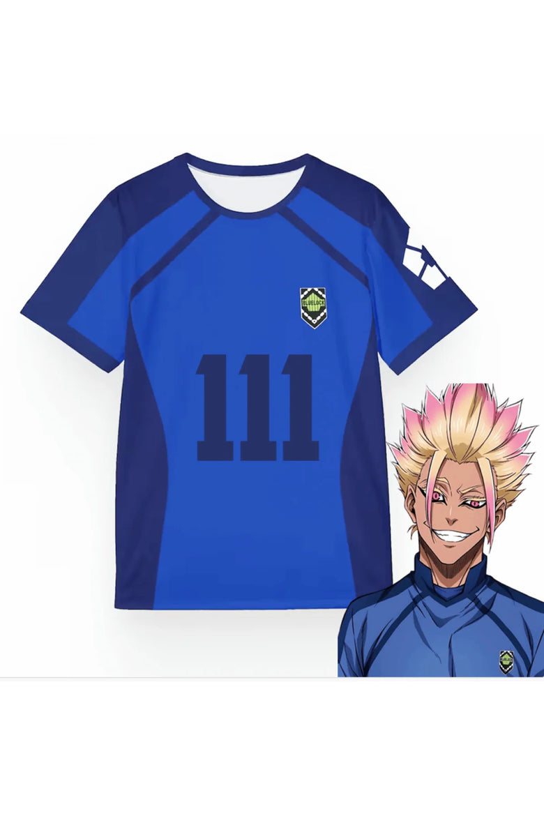 Anime Blue Lock Mavi SHİDOU 111 Unisex Forma Unisex T-shirt